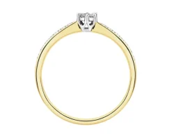 Pierścionek z żółtego złota z brylantami - 0,12 ct - próba 585