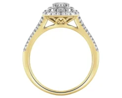 Pierścionek z żółtego złota z diamentami - 0,75 ct - próba 585