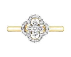 Pierścionek z żółtego złota z brylantami - 0,29 ct - próba 585