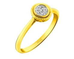 Pierścionek z żółtego złota z diamentami - 0,02 ct - próba 585