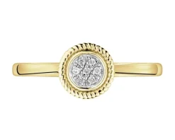 Pierścionek z żółtego złota z diamentami - 0,02 ct - próba 585