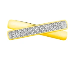 Pierścionek z żółtego złota z diamentami - 0,14 ct - próba 585