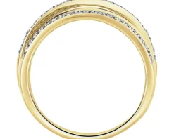 Pierścionek z żółtego złota z brylantami - 0,31 ct - próba 585