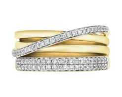 Pierścionek z żółtego złota z brylantami - 0,31 ct - próba 585