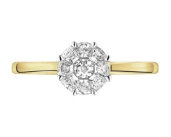 Pierścionek z żółtego złota z diamentami - 0,34 ct - próba 585