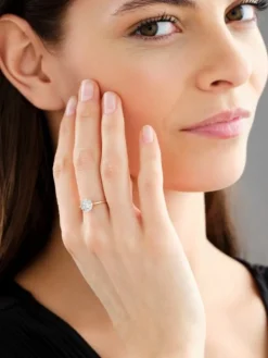 Pierścionek z żółtego złota z diamentami - 0,34 ct - próba 585