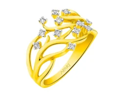 Pierścionek z żółtego złota z brylantami - 0,21 ct - próba 585