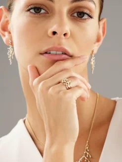 Pierścionek z żółtego złota z brylantami - 0,21 ct - próba 585