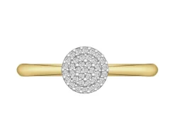 Pierścionek z żółtego złota z diamentami - 0,12 ct - próba 585