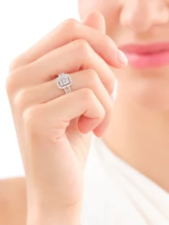 Pierścionek z żółtego złota z diamentami - 0,51 ct - próba 585