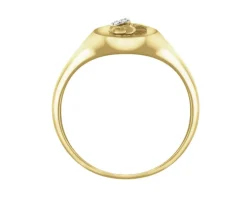 Pierścionek z żółtego złota z diamentami - sygnet  - róża - 0,006 ct - próba 585