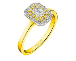 Pierścionek z żółtego złota z diamentami - 0,40 ct - próba 585