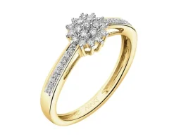 Pierścionek z żółtego złota z diamentami - 0,18 ct - próba 585