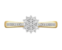 Pierścionek z żółtego złota z diamentami - 0,18 ct - próba 585