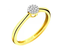 Pierścionek z żółtego złota z diamentami - 0,05 ct - próba 375