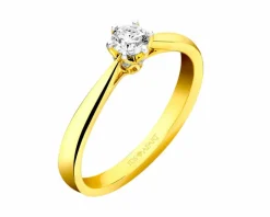 Pierścionek z żółtego złota z brylantami - 0,25 ct - próba 750