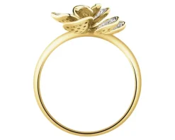 Pierścionek z żółtego złota z diamentami - kwiat - 0,27 ct - próba 585