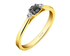 Pierścionek z żółtego złota z brylantami - 0,30 ct - próba 585