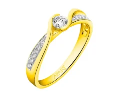 Pierścionek z żółtego złota z brylantami - 0,25 ct - próba 585