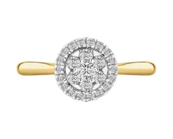 Pierścionek z żółtego złota z diamentami - 0,25 ct - próba 585