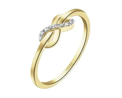 Pierścionek z żółtego złota z diamentami - nieskończoność - 0,03 ct - próba 375