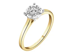 Pierścionek z żółtego złota z brylantami - 0,08 ct - próba 585