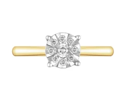 Pierścionek z żółtego złota z brylantami - 0,08 ct - próba 585