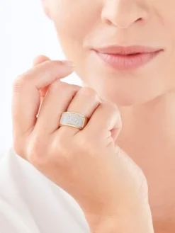 Pierścionek z żółtego złota z diamentami - 0,33 ct - próba 585