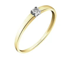 Pierścionek z żółtego złota z brylantem - 0,01 ct - próba 375