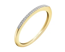 Pierścionek z żółtego złota z diamentami - 0,03 ct - próba 585