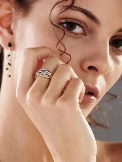 Pierścionek z żółtego złota z brylantami - 0,25 ct - próba 585