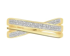 Pierścionek z żółtego złota z diamentami - 0,14 ct - próba 585