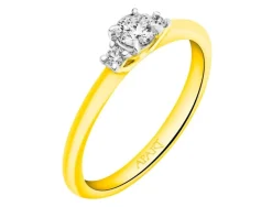 Pierścionek z żółtego złota z brylantami - 0,25 ct - próba 585