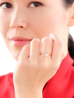 Pierścionek z żółtego złota z brylantami - 0,25 ct - próba 585