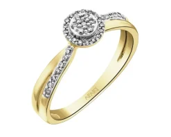 Pierścionek z żółtego złota z diamentami - 0,15 ct - próba 585