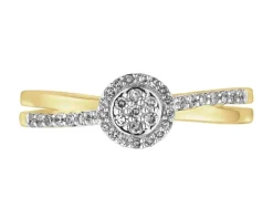 Pierścionek z żółtego złota z diamentami - 0,15 ct - próba 585