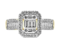 Pierścionek z żółtego złota z diamentami - 0,74 ct - próba 585