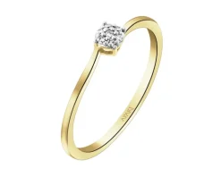 Pierścionek z żółtego złota z diamentami - 0,03 ct - próba 375