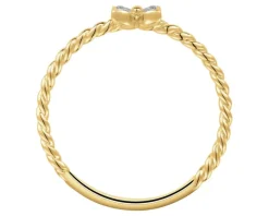 Pierścionek z żółtego złota z brylantami - kwiat - 0,02 ct - próba 375