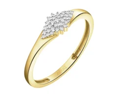 Pierścionek z żółtego złota z diamentami - 0,09 ct - próba 585