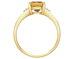 Pierścionek z żółtego złota z diamentami i cytrynem - próba 375