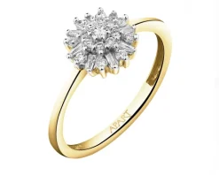 Pierścionek z żółtego złota z diamentami - 0,26 ct - próba 585