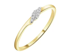 Pierścionek z żółtego złota z diamentami - 0,02 ct - próba 375