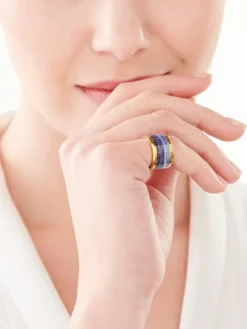 Pierścionek ze stali szlachetnej z emalią