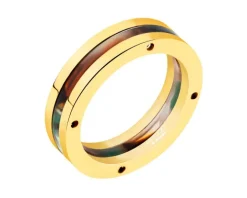 Pierścionek ze stali szlachetnej z detalem z masy żywicznej