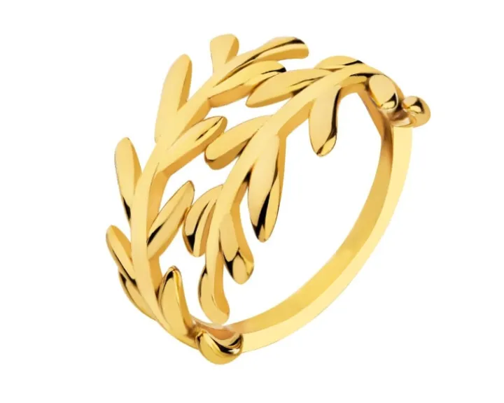 Pierścionek ze stali szlachetnej - liście