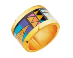 Pierścionek ze stali szlachetnej z emalią
