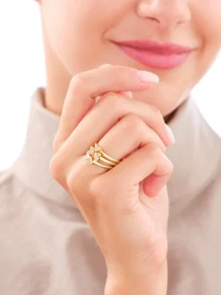 Pierścionek ze stali szlachetnej z cyrkoniami - serce, koniczyna