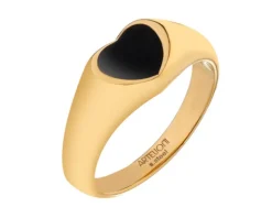 Pierścionek ze stali szlachetnej z emalią - serce