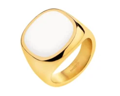 Pierścionek ze stali szlachetnej z emalią - sygnet